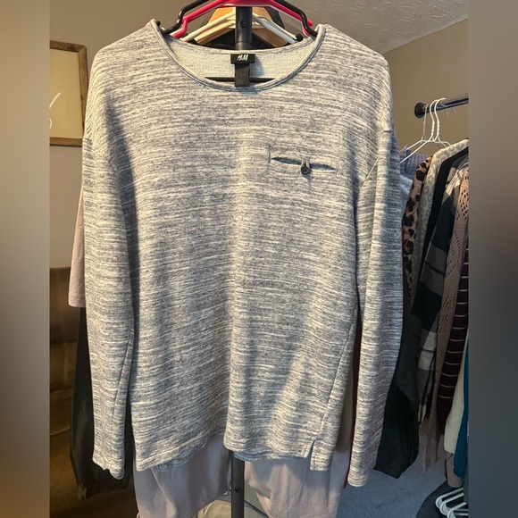 H&M Women’s Gray Marled Knit Long Sleeve Pullover Top Size M - Picture 1 of 4